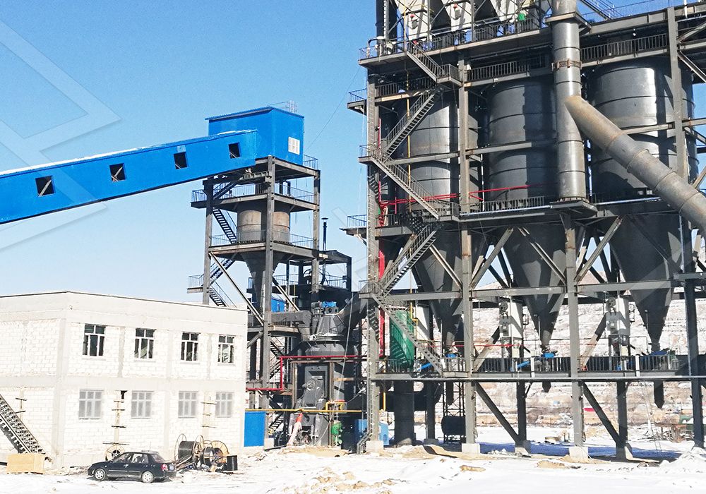 Vertical mill in industrial mineral processing plant