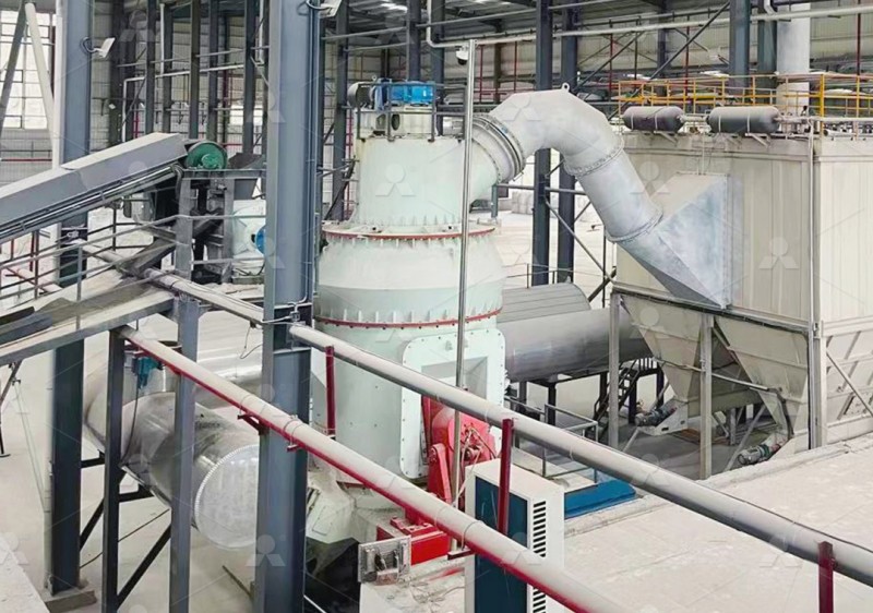 Internal structure of LM vertical roller mill showing grinding table and rollers